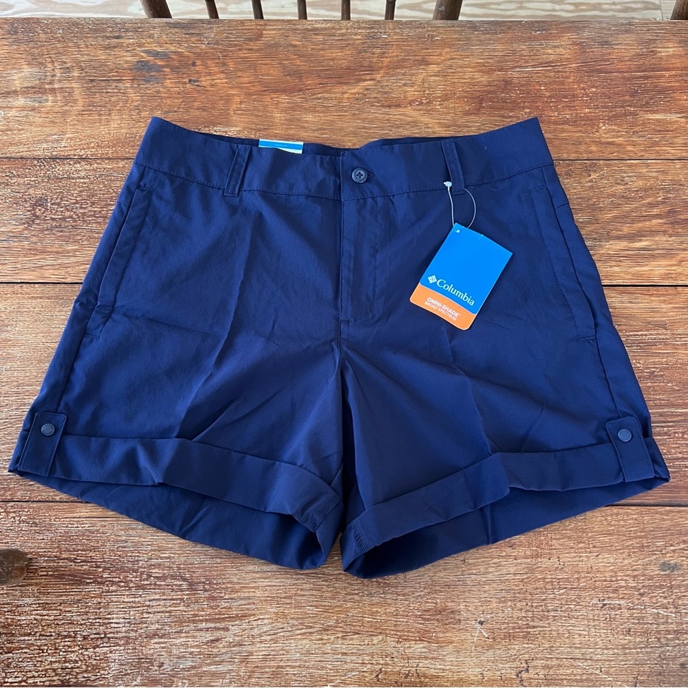 Columbia Silver Ridge Utility Shorts Navy Blue Cuffed Hiking Casual Size 10